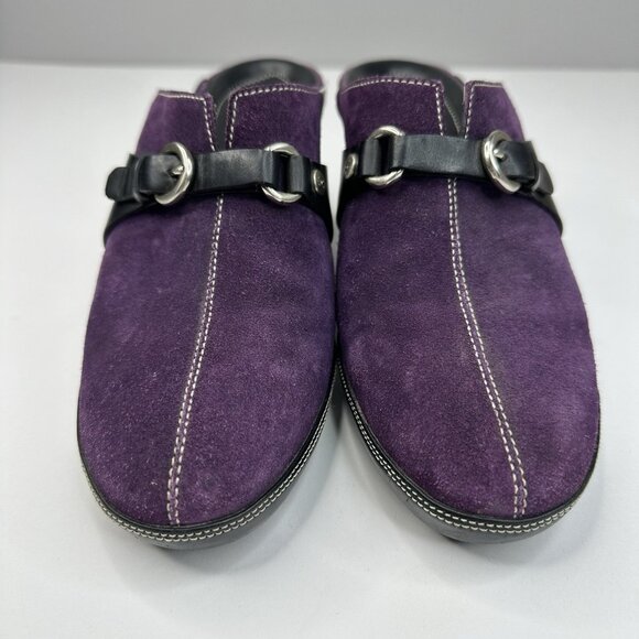 Cole Haan Women's Purple Jianna Buckle Suede Leather Clog Heels US 8 B - Picture 4 of 17